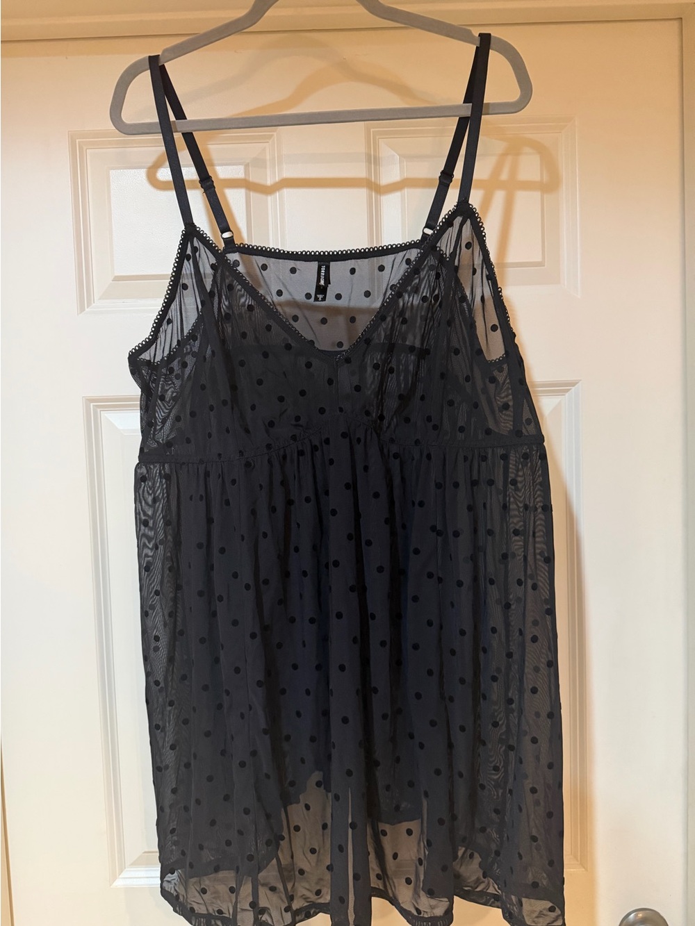Sheer Black Polka Dot Slip nightie chamise